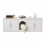 57.9" Wide Double Litter Box Cabinet With Front & Center Entry
